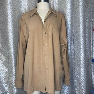 Jumper, faux, suede button down shirt T2